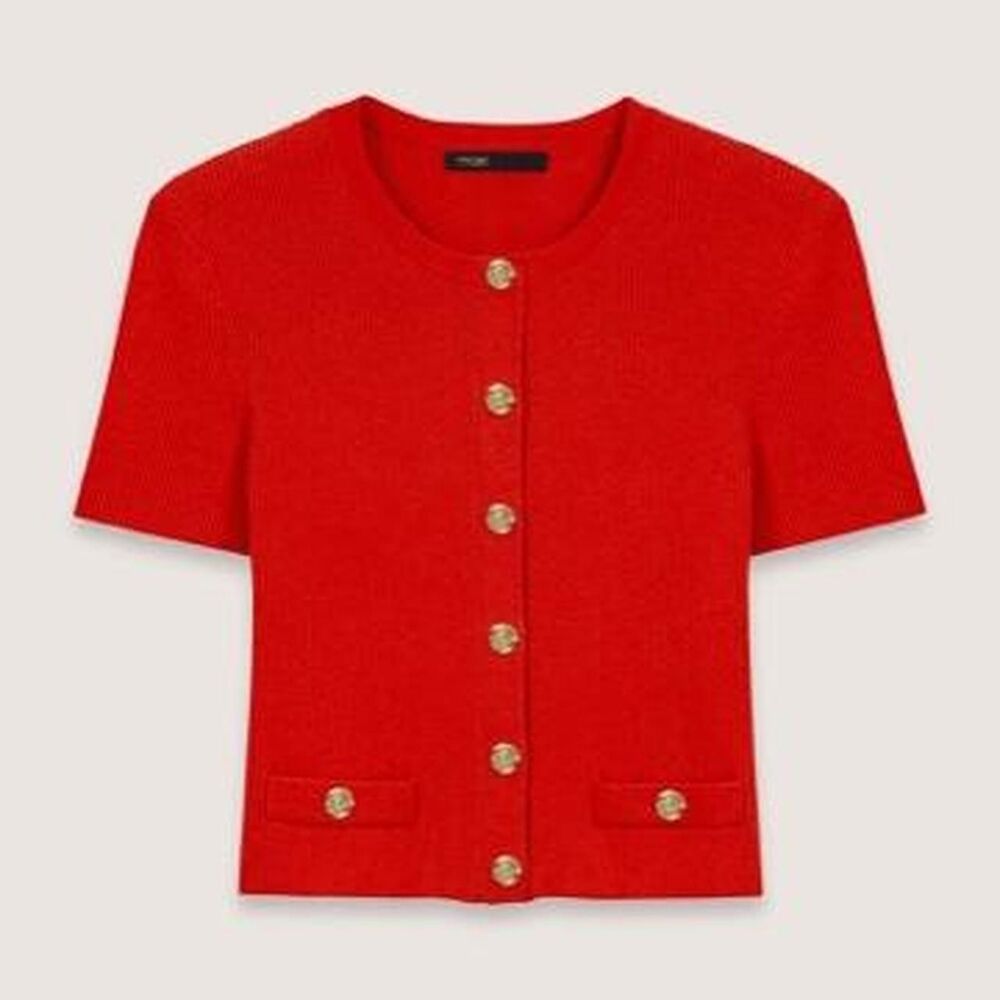 Maje Women's Red and Orange Cardigan